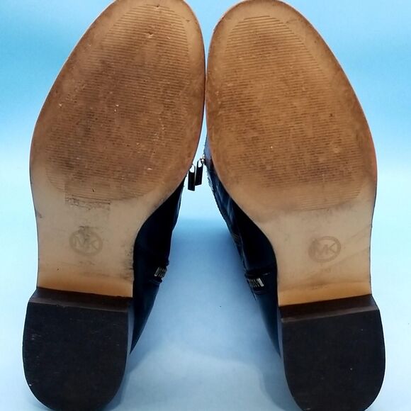 Michael Kors Bryce Gold Logo Black Leather Full Zip Tall Boots - Size 7 - Picture 6 of 6